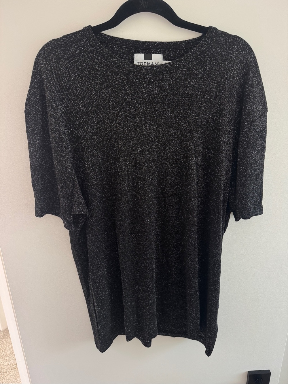 Topman Shimmer Black Crew Neck Tee